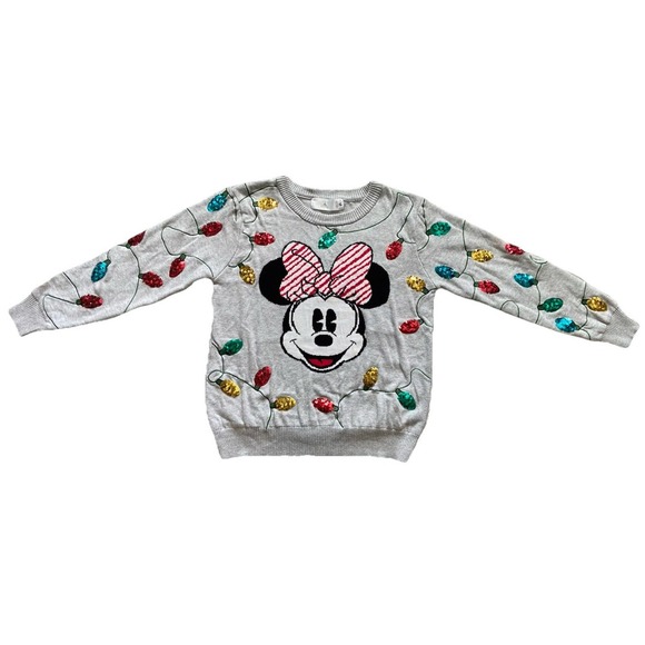 Disney Minnie Mouse Christmas Ugly Sweater Sequins Women's Lights Size M/L - Picture 1 of 8